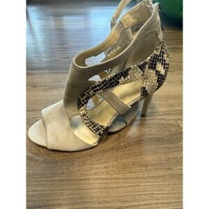 Ivanka Trump Satori Heels Python Leather Strappy Suede Cage Zip Womens 8M